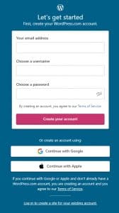 create WordPress account