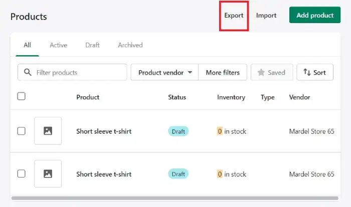 Export CSV Files from Shopify