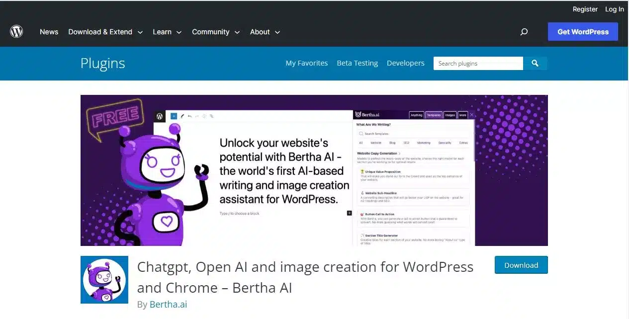 bertha ai for wordpress